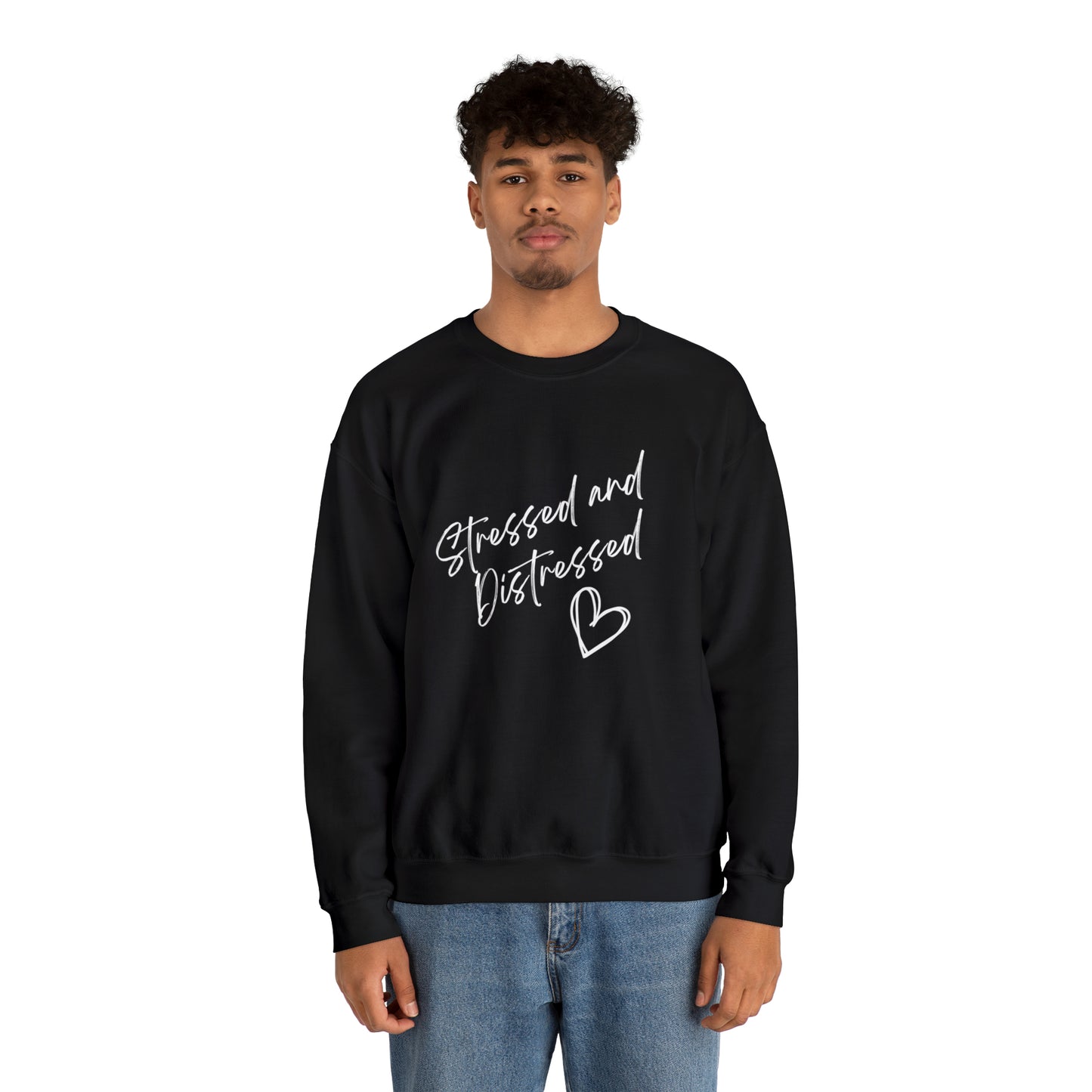 Stressed and Distressed Crewneck Sweatshirt (Dark Colors)