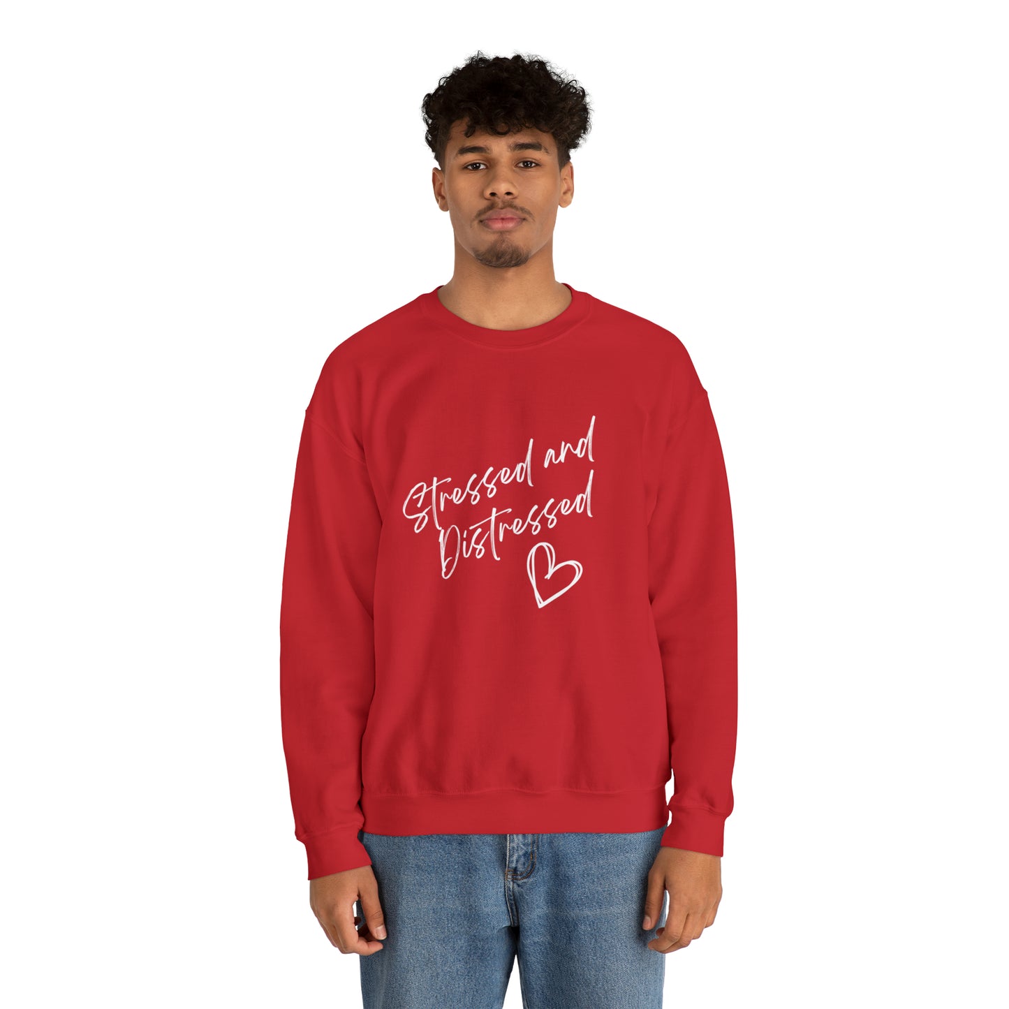 Stressed and Distressed Crewneck Sweatshirt (Dark Colors)