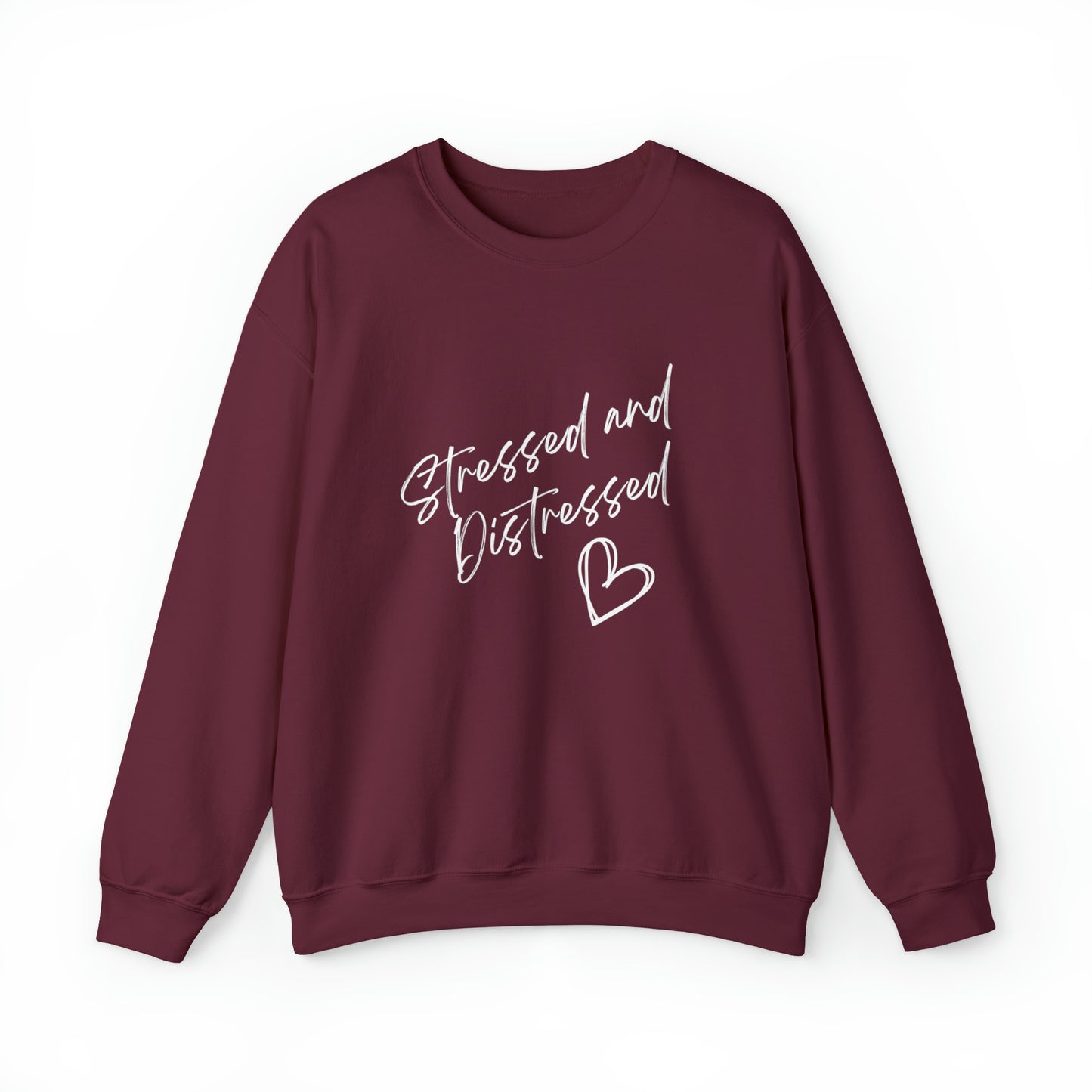 Stressed and Distressed Crewneck Sweatshirt (Dark Colors)