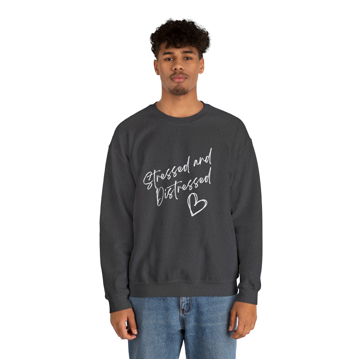 Stressed and Distressed Crewneck Sweatshirt (Dark Colors)