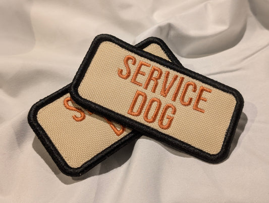 Tan, Bronze, and Black 2x4" Service Dog Patches
