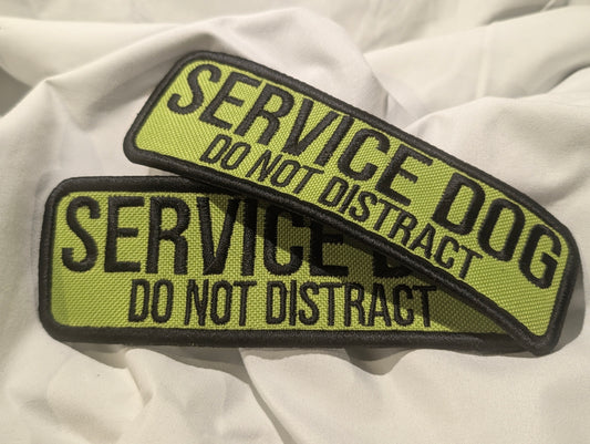 Lime and Black Service Dog Patches