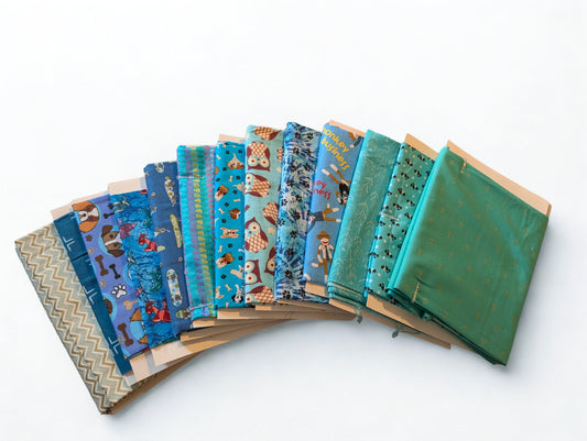 Blue and Teal Fabric Lot