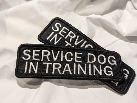 Service Dog in Training Black and White 2x6" Patches