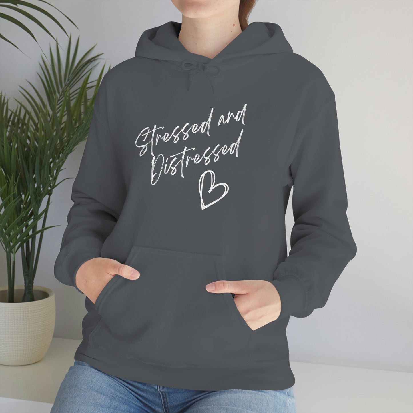 Stressed and Distressed Hooded Sweatshirt (Dark Colors)